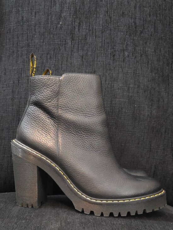 Dr. Martens Shoes - Dr. Martens Magdalena Black Leather High Heeled Ankle Zipp Boots -Womans' Size 9